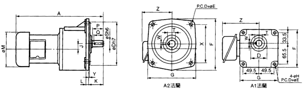 臺(tái)灣ZL、ZF小型齒輪減速電機(jī)三相立式外形尺寸