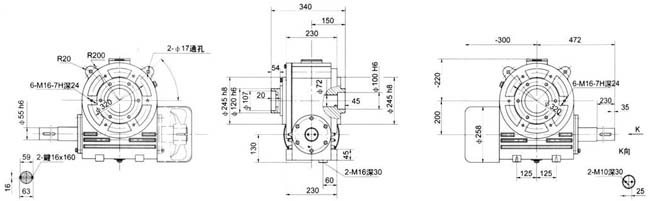 干粉壓機(jī)專(zhuān)用減速器外形尺寸