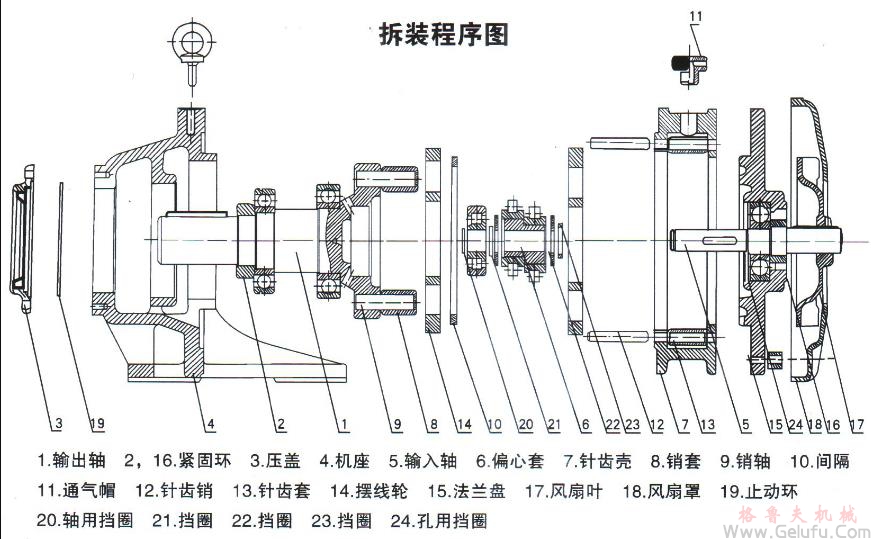 擺線(xiàn)針輪減速機(jī)組裝圖 擺線(xiàn)針輪減速機(jī)組裝圖